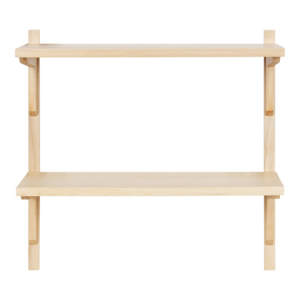 Natural Wood Traditional Two-Tiered Wall Shelf