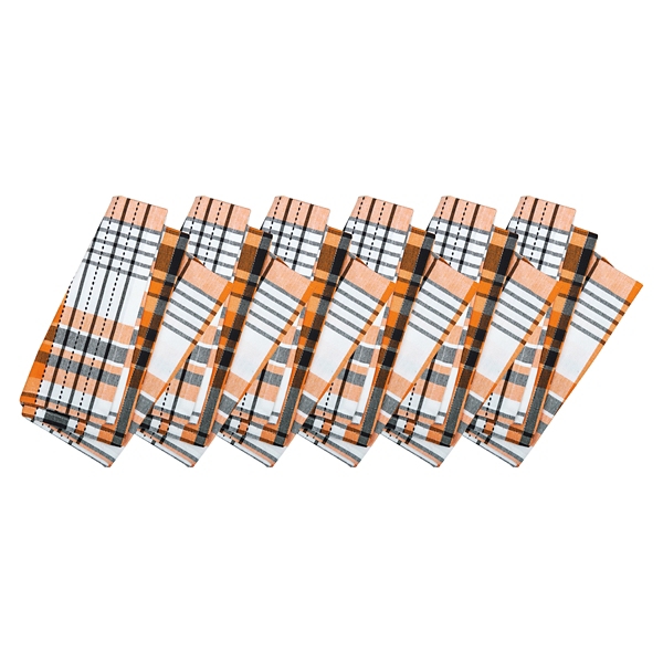 Orange Plaid Halloween Napkins, Set of 6