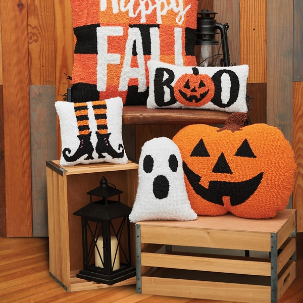 Jack-O-Lantern Shaped Halloween Throw Pillow