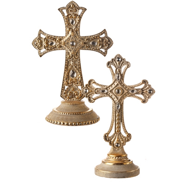 Gold Jeweled Tabletop Crosses, Set of 2 Kirklands Home