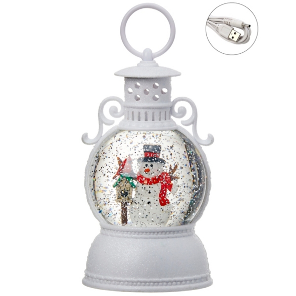 Pre-Lit Snowman and Cardinal Snow Globe