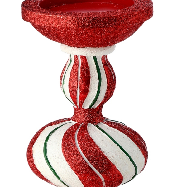 Peppermint Stripe Candle Holders, Set of 2