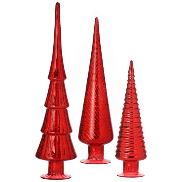 Red Mercury Glass Christmas Trees, Set of 3 Kirklands Home