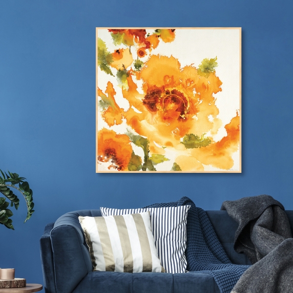 Sunny Floral Framed Canvas Art Print