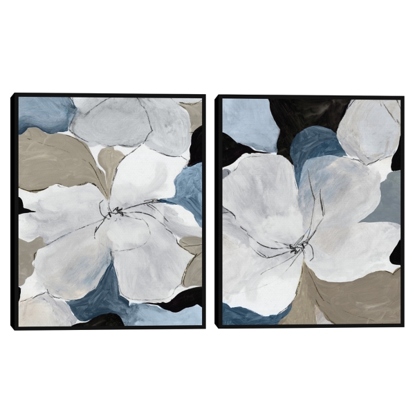 Gray Flowers Framed Canvas Art Prints, Set of 2 | Kirklands Home