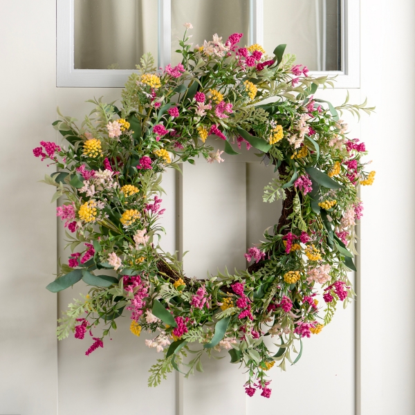 Tricolor Wildflower Mix Wreath, 24 in.