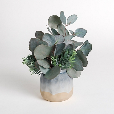 Lamb's Ear Arrangement in White Vase