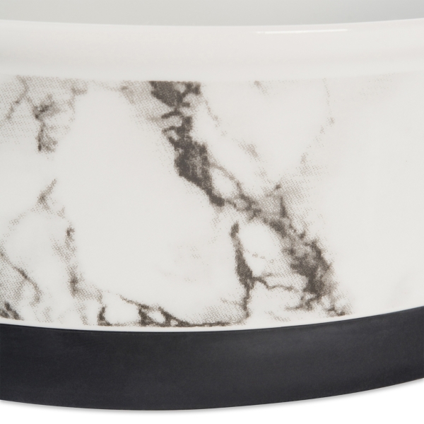 Large Gray Marble Ceramic Pet Bowls, Set of 2