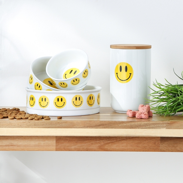 Smiley Faces Ceramic Pet Bowls