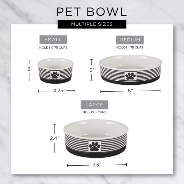 Paw Stripe Ceramic Pet Bowls