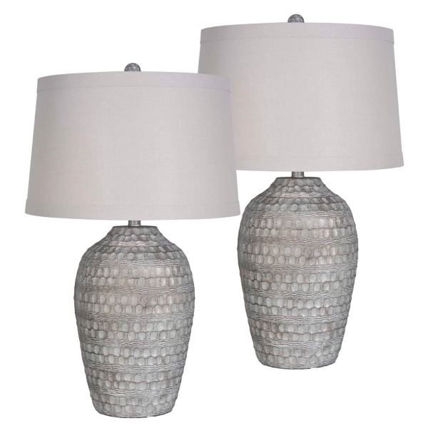 Silver Textured Table Lamps, Set of 2