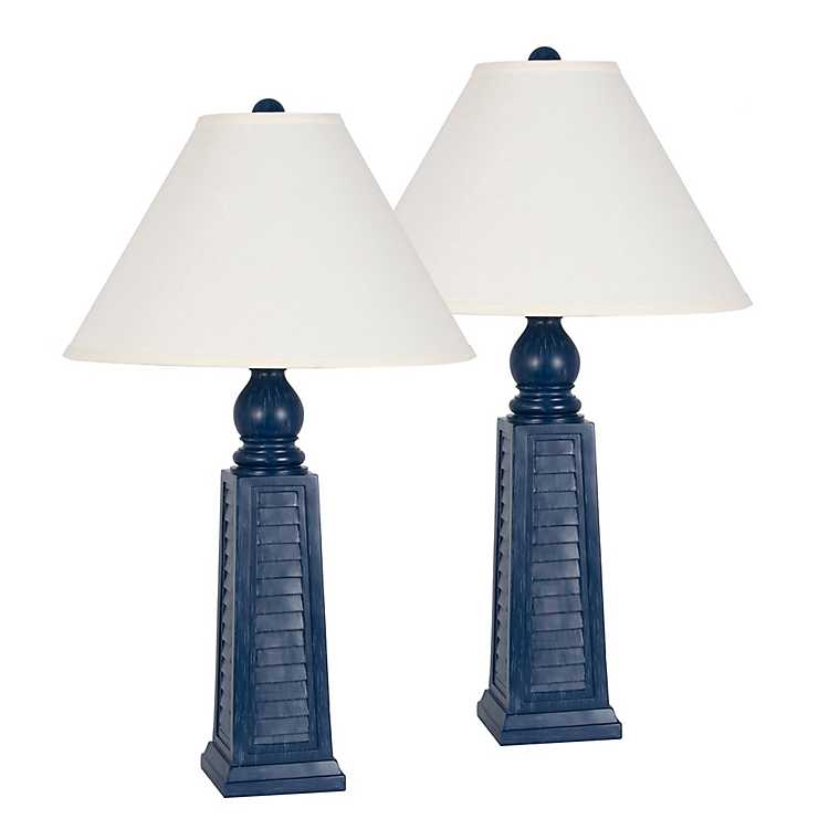 Awaken For nylig Menneskelige race Navy Blue Shutter Table Lamps, Set of 2 | Kirklands Home