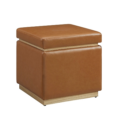 Cognac leather deals storage ottoman