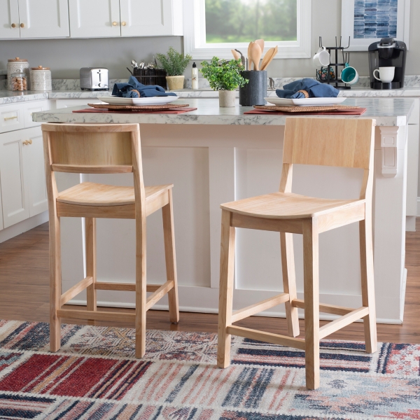 Natural Wood Devin Counter Stools, Set of 2