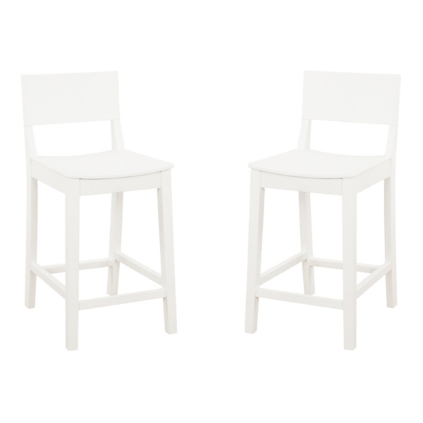 White Wood Devin Counter Stools, Set of 2