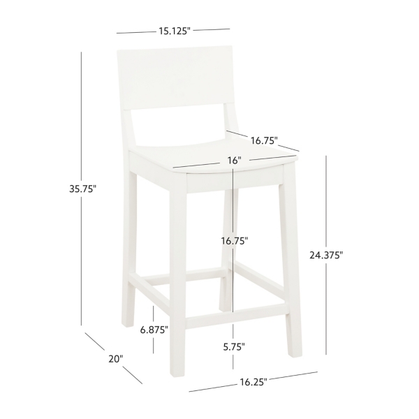 White Wood Devin Counter Stools, Set of 2