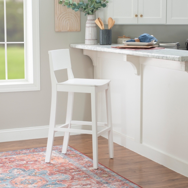 White Wood Devin Bar Stools, Set of 2