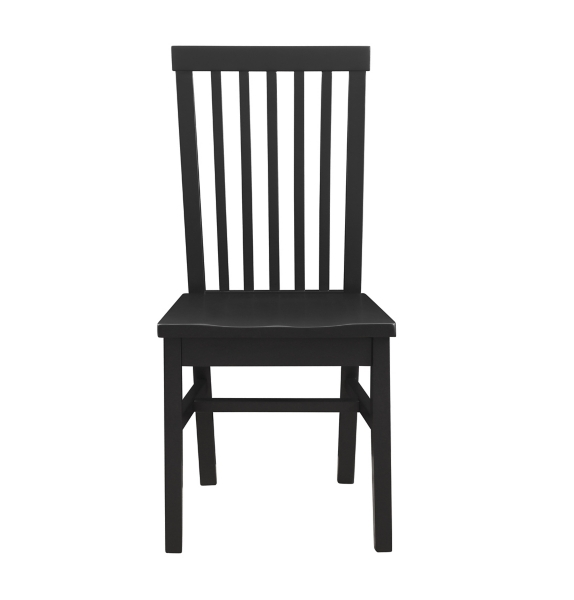 Black Wood Slatted Back Dining Chairs, Set of 2