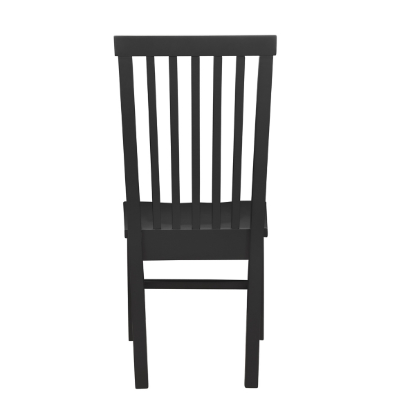 Black Wood Slatted Back Dining Chairs, Set of 2