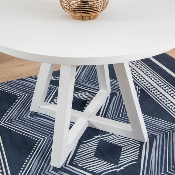 White Round Criss-Cross Base Dining Table