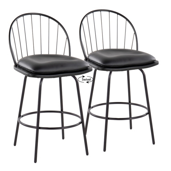 Ryley Black Swivel Counter Stools, Set of 2 Kirklands Home