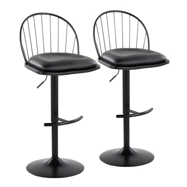 Ryley Black Adjustable Swivel Bar Stools, Set of 2 Kirklands Home