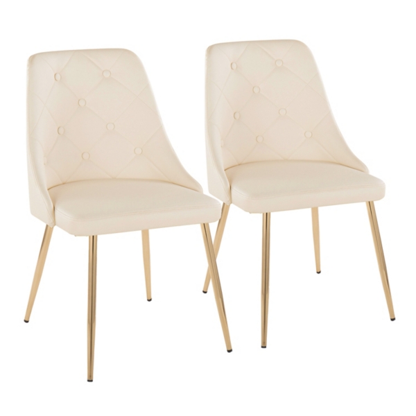Cream & Gold Faux Leather Dining Chairs, Set of 2 Kirklands Home
