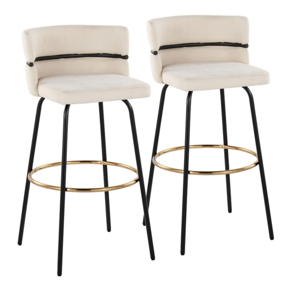 Cream Metal Cinch Swivel Bar Stools, Set of 2 Kirklands Home