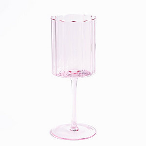 Pink Ribbed Coupe Glasses, Size: One Size