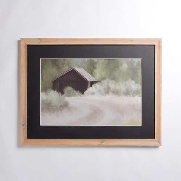 Barn Landscape Black Mat Framed Art Print | Kirklands Home