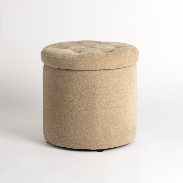 Round Sand Tufted Storage Ottoman | Kirklands Home