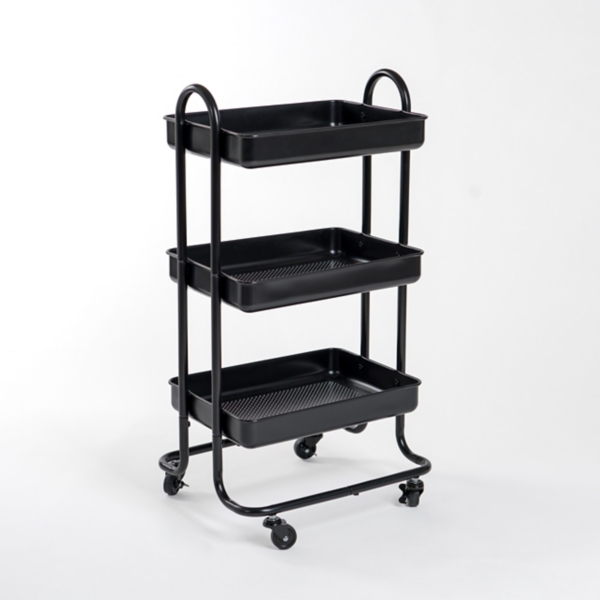 Black 3Tier Metal Rolling Cart Kirklands Home