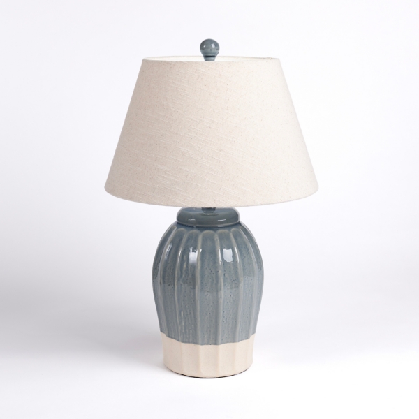 Blue Ceramic Scalloped Table Lamp