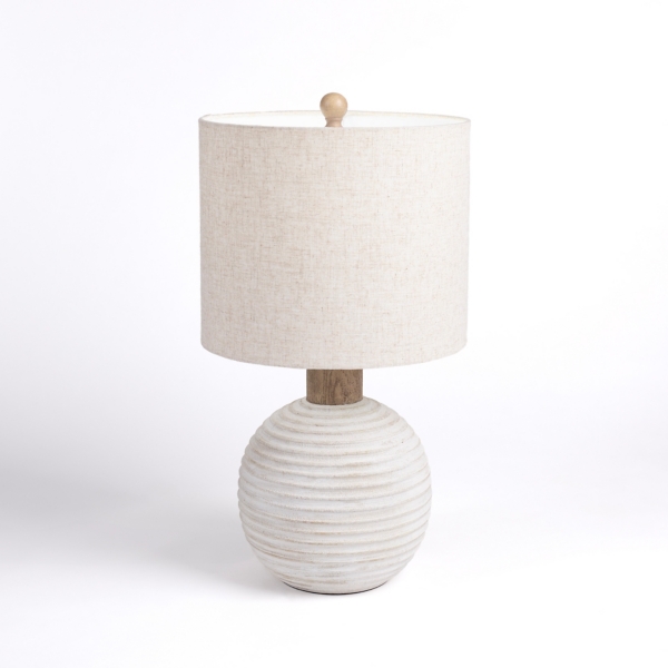 Cream Ridged Round Table Lamp
