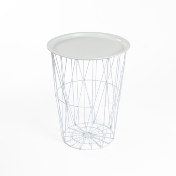 White Wire Basket Side Table Kirklands Home