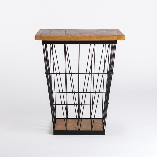Mango Wood Storage Basket Side Table Kirklands Home
