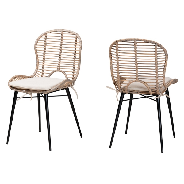 Graywash Rattan Brenna Dining Chairs, Set of 2