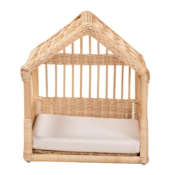 Natural Rattan Cushioned Pet Bed