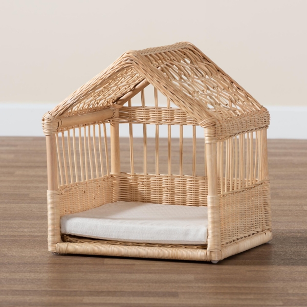 Natural Rattan Cushioned Pet Bed