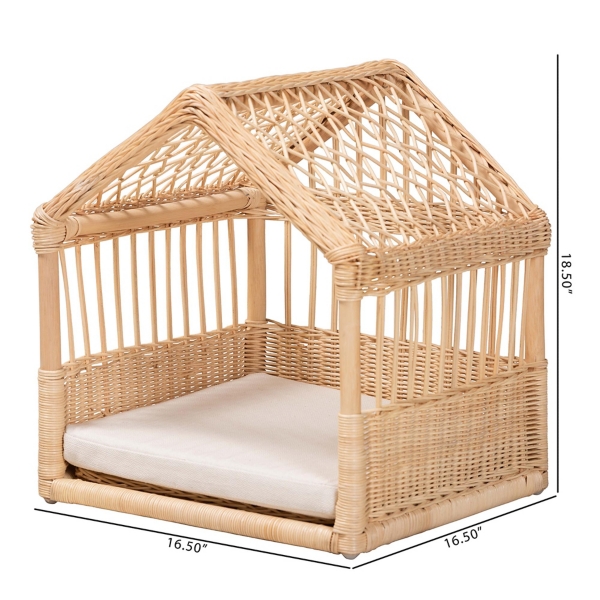 Natural Rattan Cushioned Pet Bed