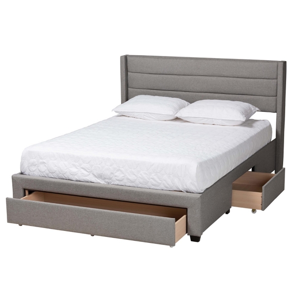 Gray Braylon Upholstered 3-Drawer Queen Bed
