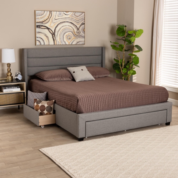 Gray Braylon Upholstered 3-Drawer Queen Bed
