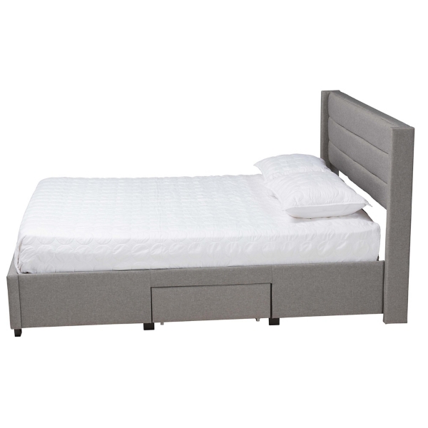 Gray Braylon Upholstered 3-Drawer Queen Bed