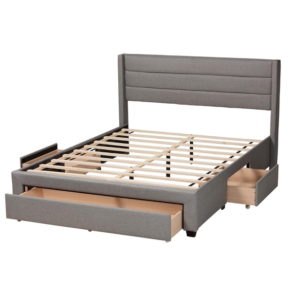 Gray Braylon Upholstered 3-Drawer Queen Bed