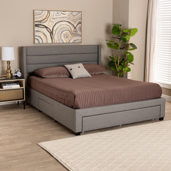Gray Braylon Upholstered 3-Drawer Queen Bed