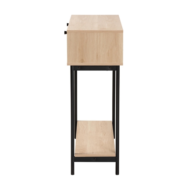 Natural Woven Rattan 2-Drawer Console Table