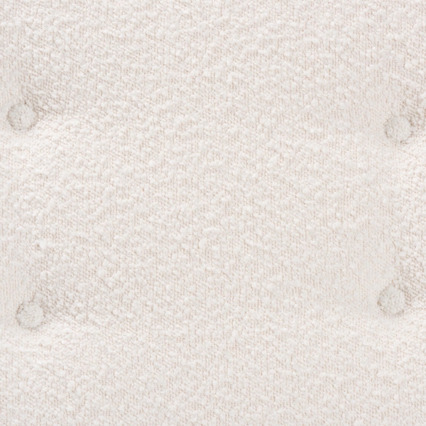 Mid-Century Modern White Boucle Angled Bench