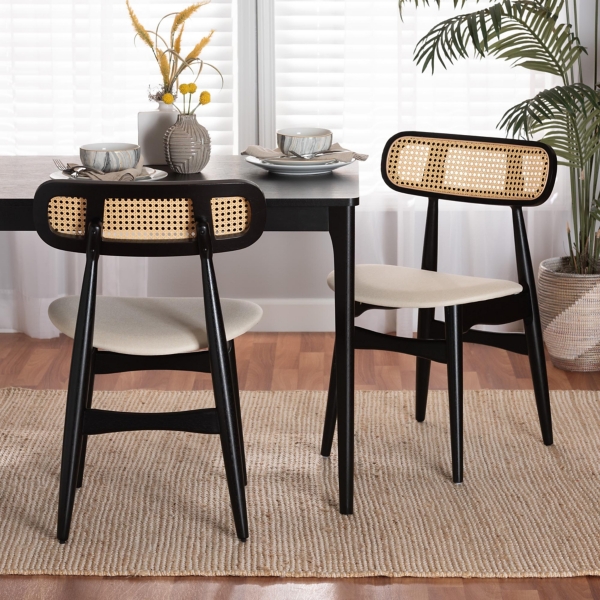 Black Mid-Century Modern Dining Chairs, Set of 2