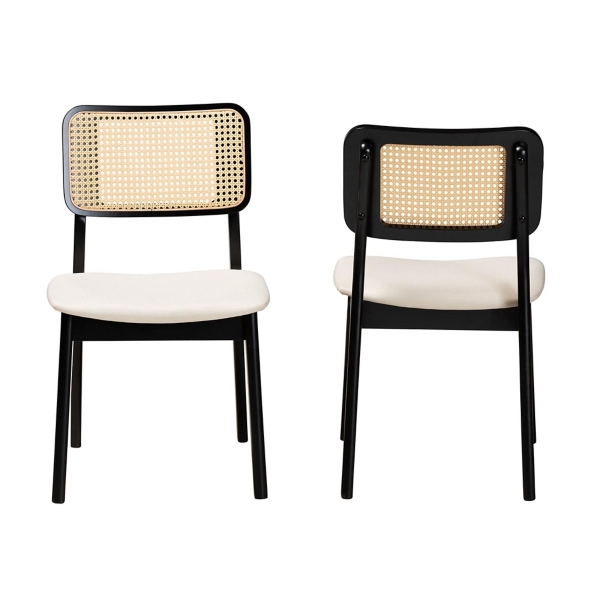 Black & Cream Modern Dining Chairs, Set of 2