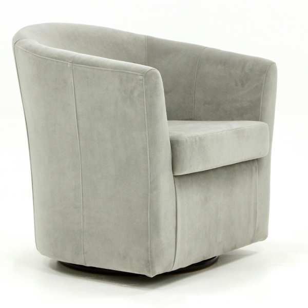 Light Gray Swivel Barrel Accent Chair